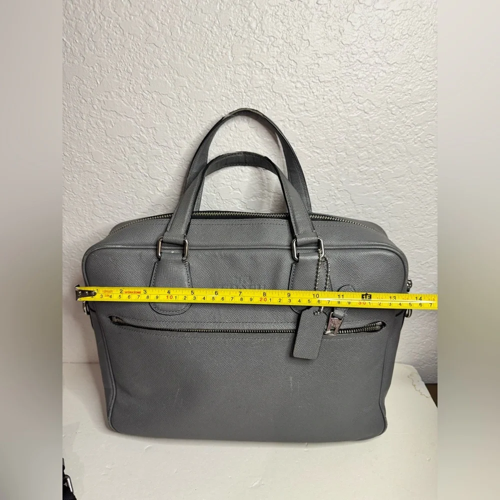 Coach Kennedy Briefcase Grey Saffiano Leather